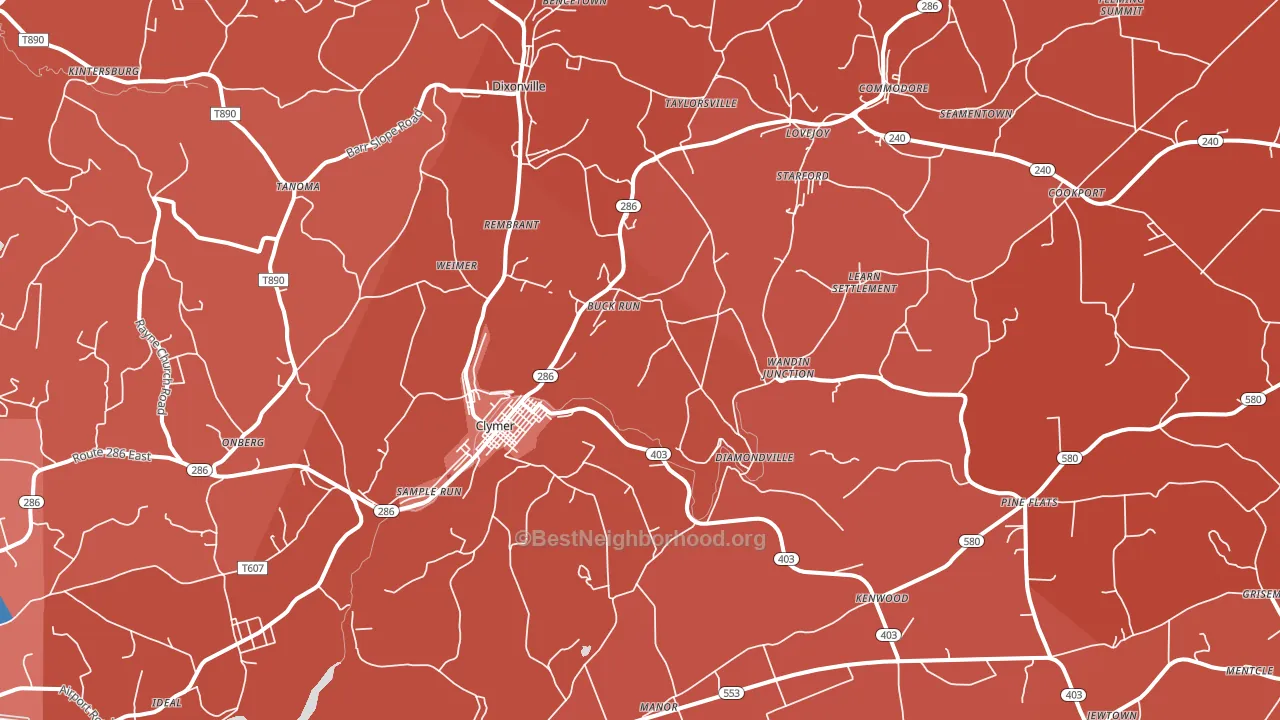 15728, PA block-group political-lean map