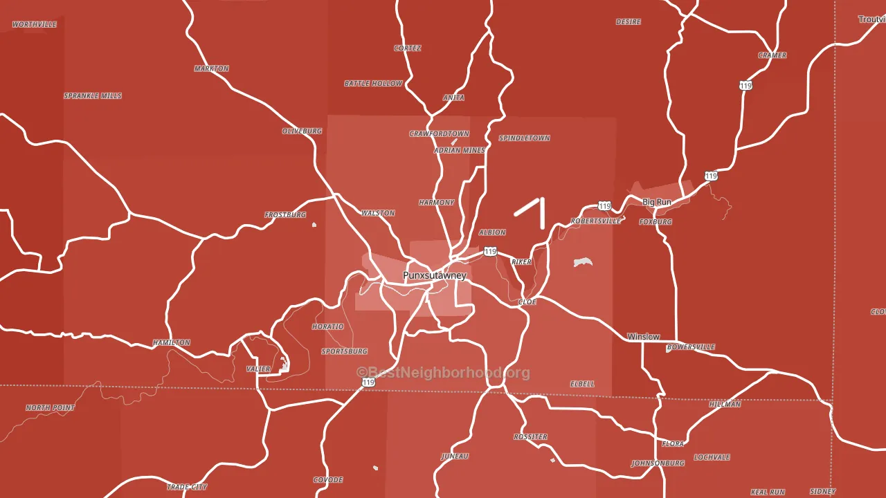 15767, PA block-group political-lean map