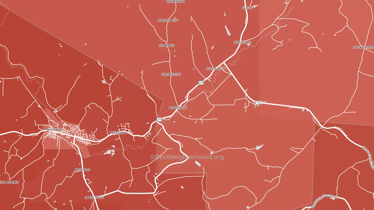 15823, PA block-group political-lean map