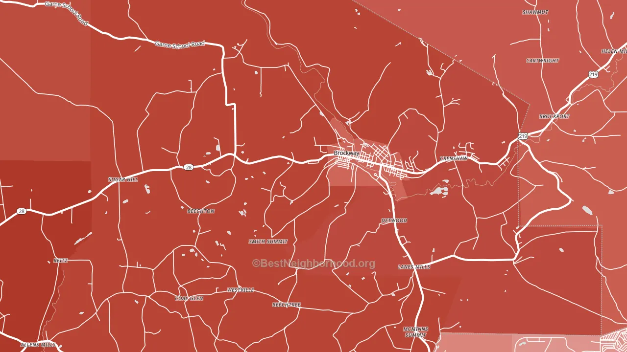 15824, PA block-group political-lean map
