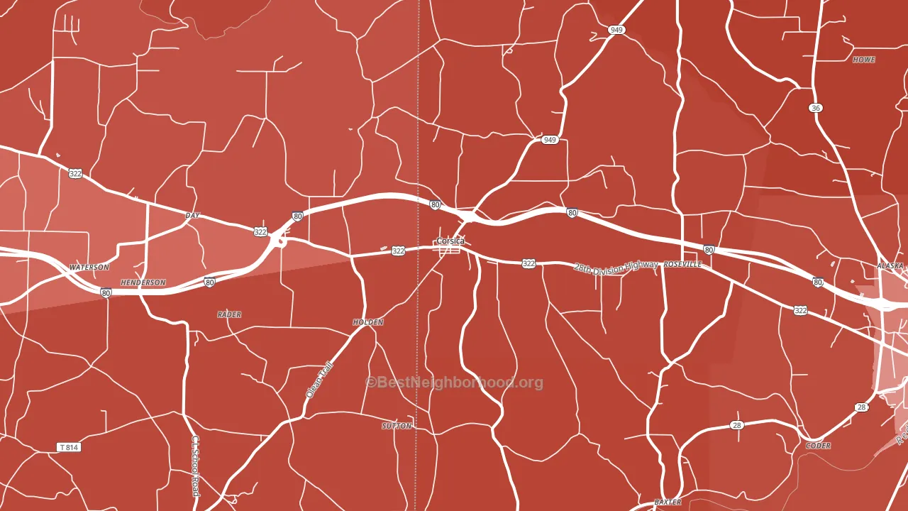 15829, PA block-group political-lean map