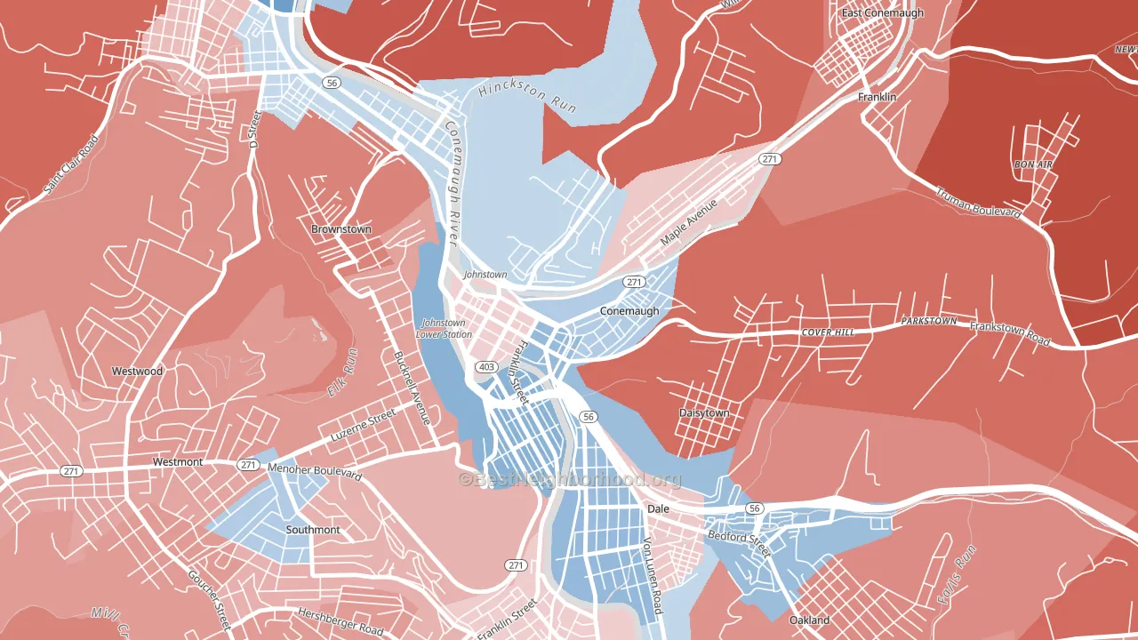 15901, PA block-group political-lean map