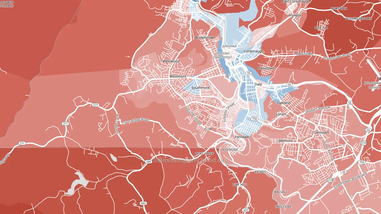 15905, PA block-group political-lean map