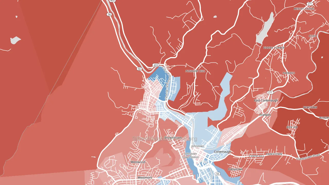 15906, PA block-group political-lean map