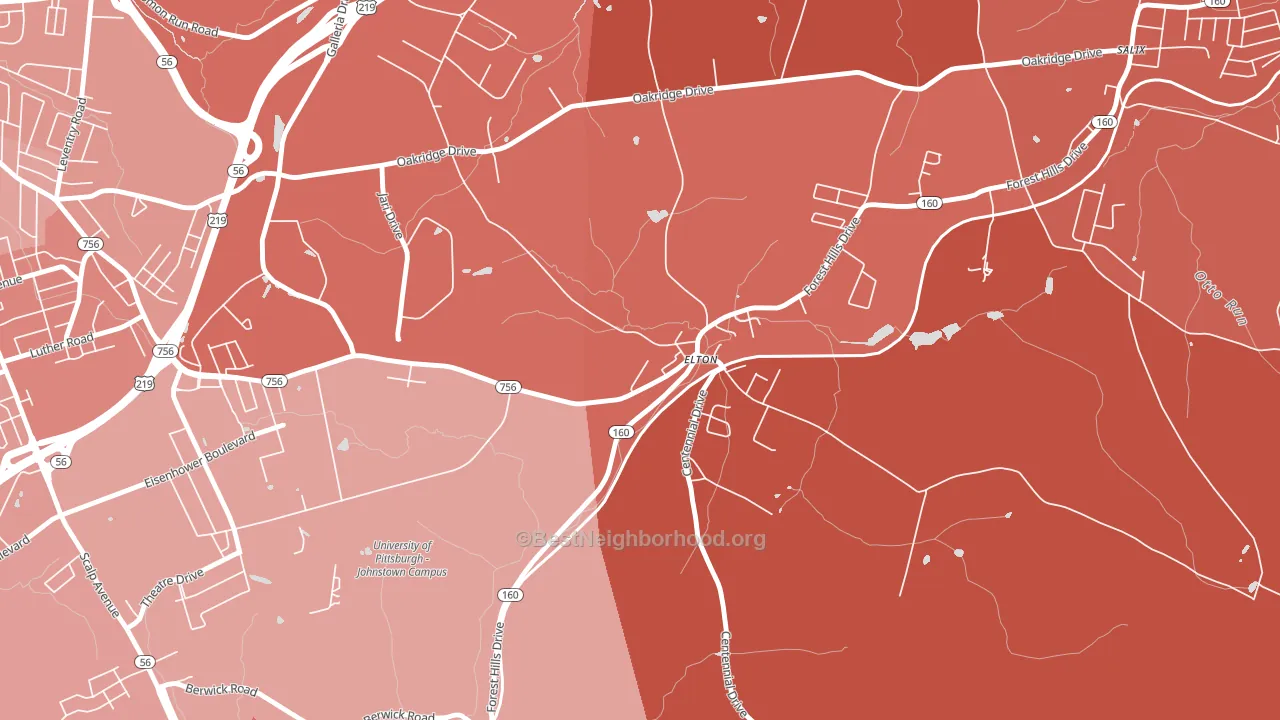 15934, PA block-group political-lean map