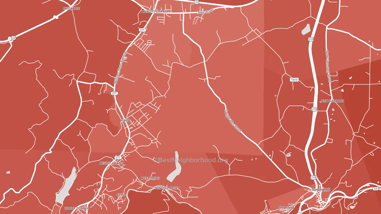 15942, PA block-group political-lean map