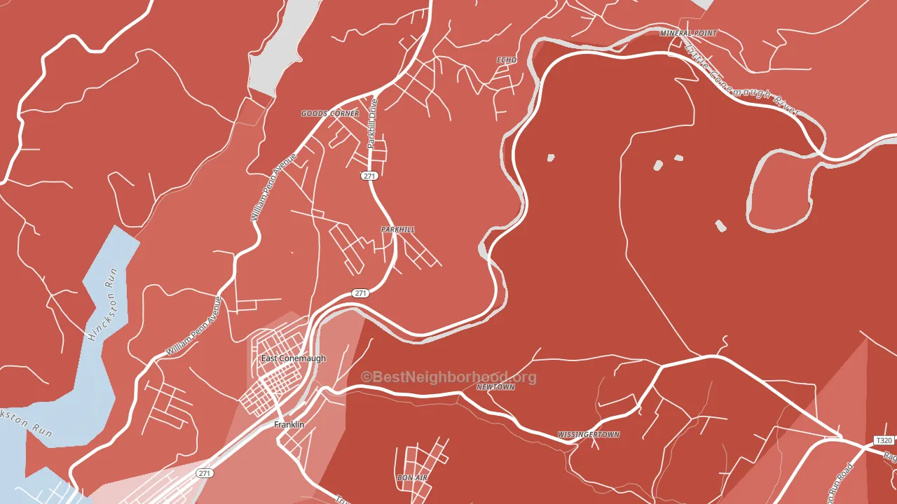 15945, PA block-group political-lean map