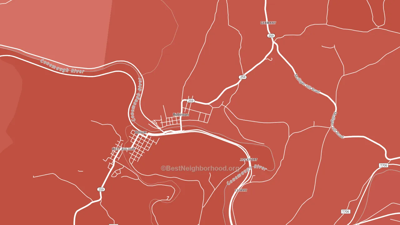 15949, PA block-group political-lean map