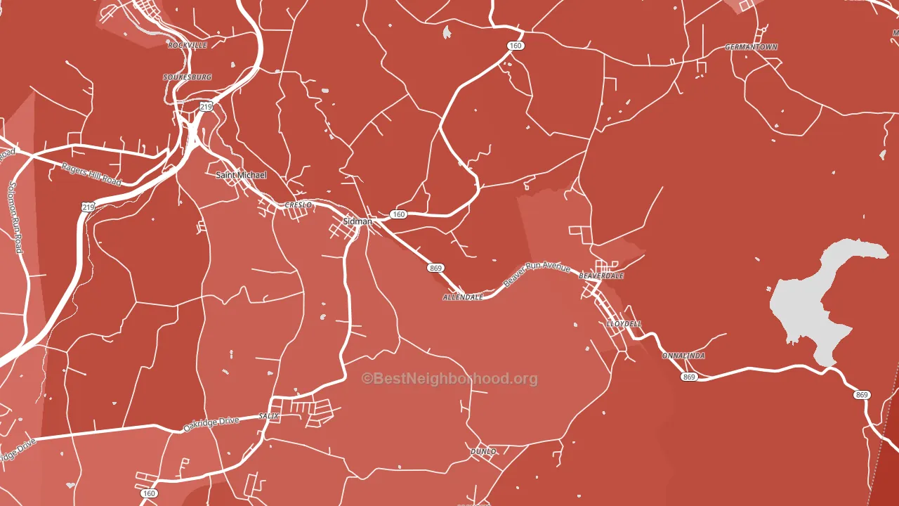 15955, PA block-group political-lean map