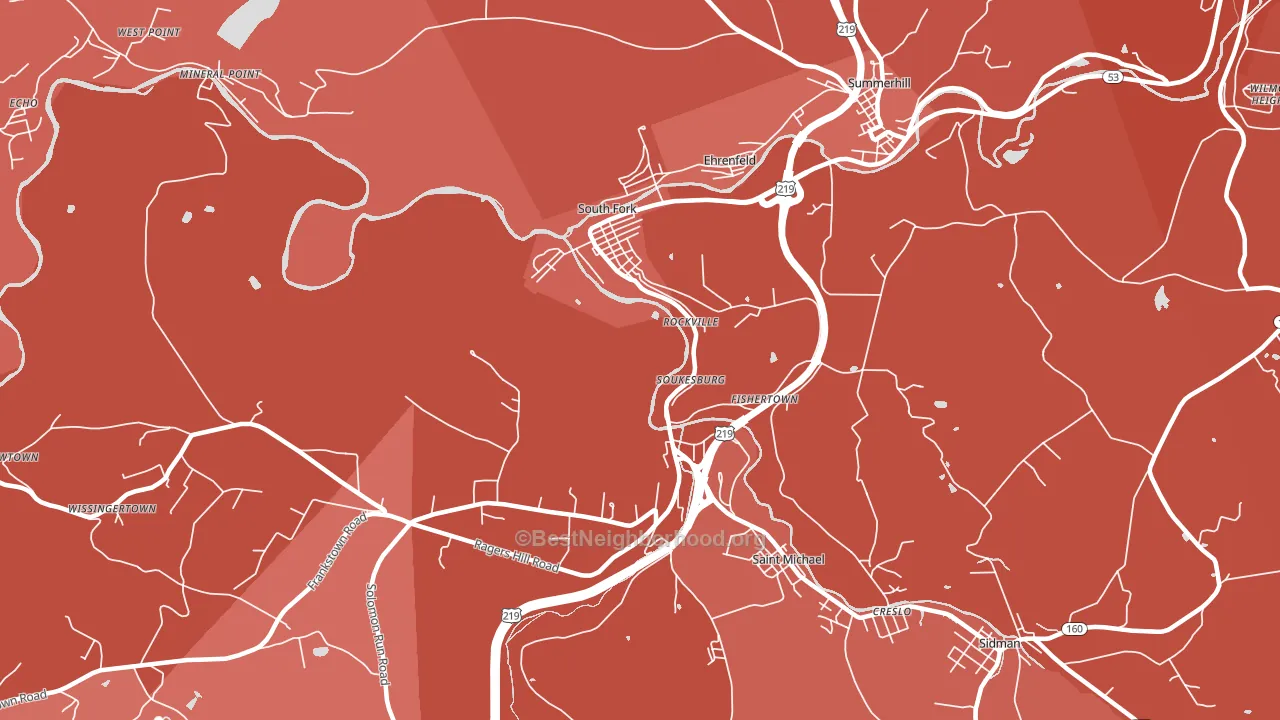 15956, PA block-group political-lean map