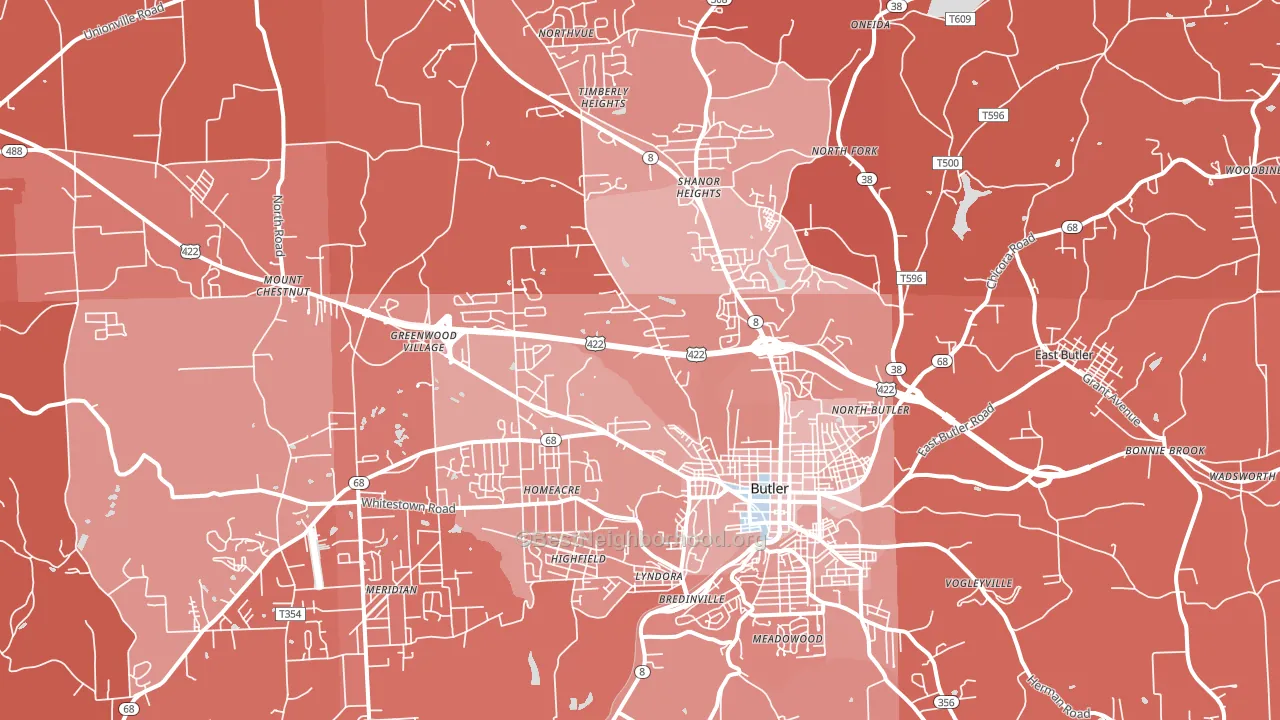 16001, PA block-group political-lean map
