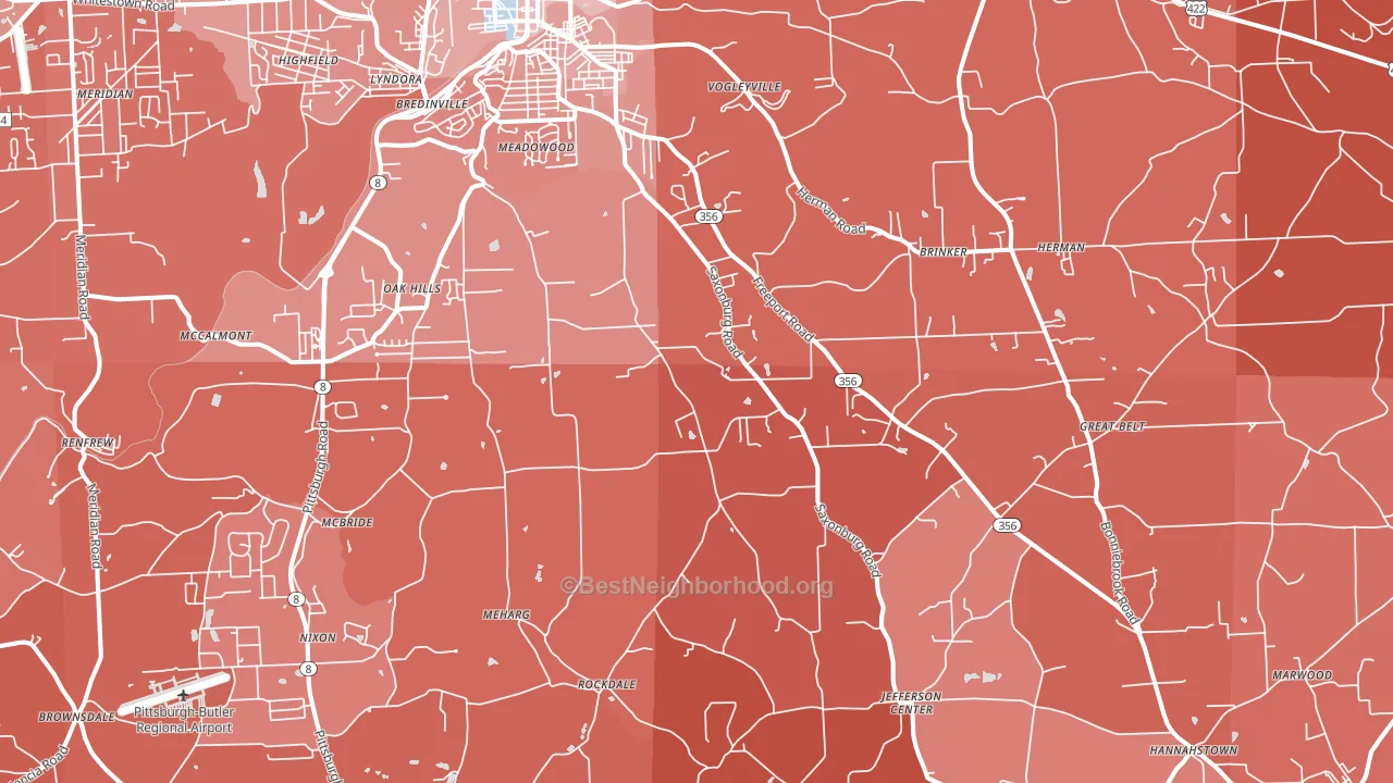 16002, PA block-group political-lean map