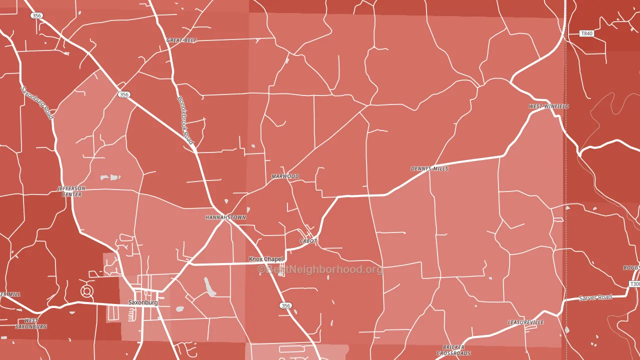 16023, PA block-group political-lean map