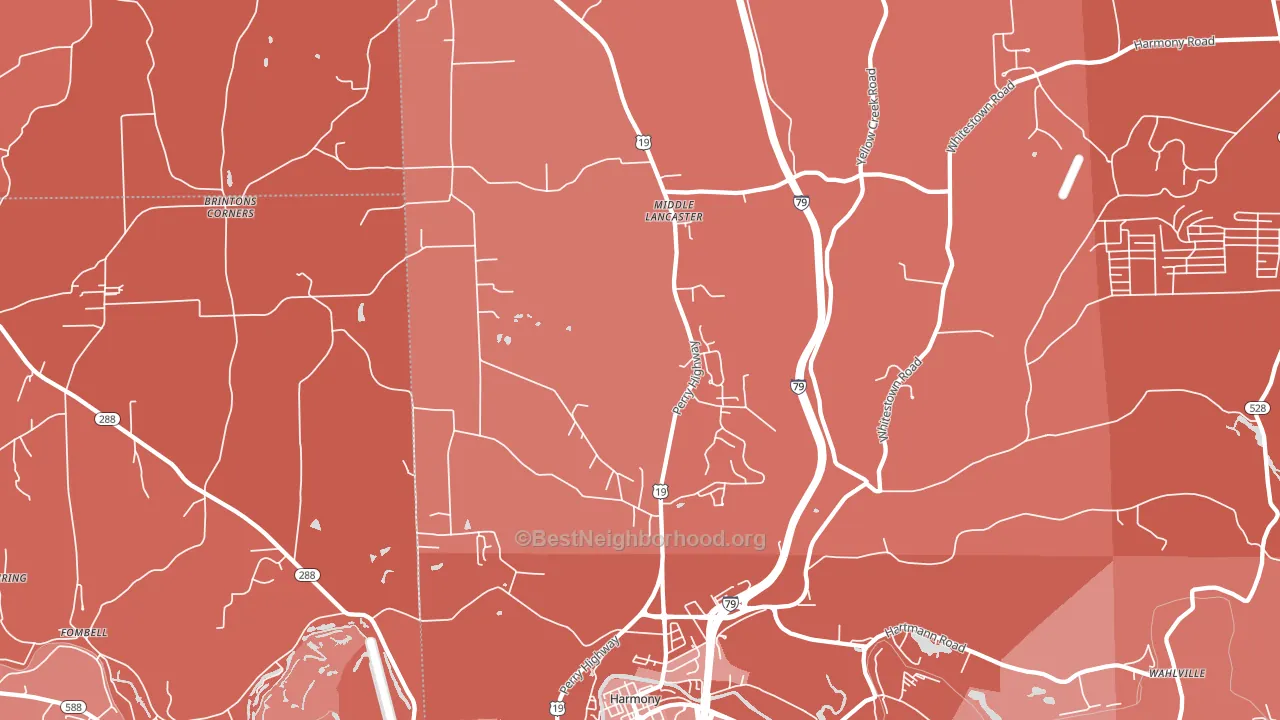 16037, PA block-group political-lean map