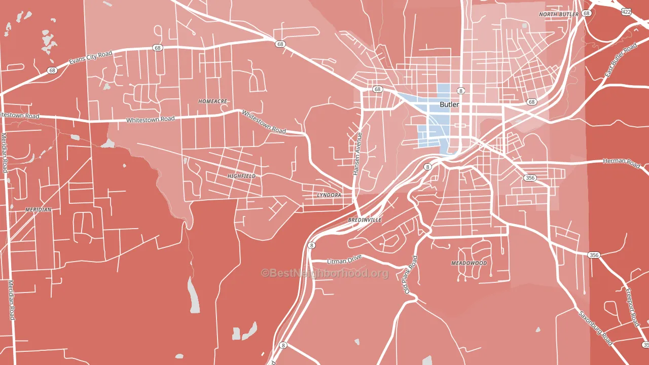 16045, PA block-group political-lean map
