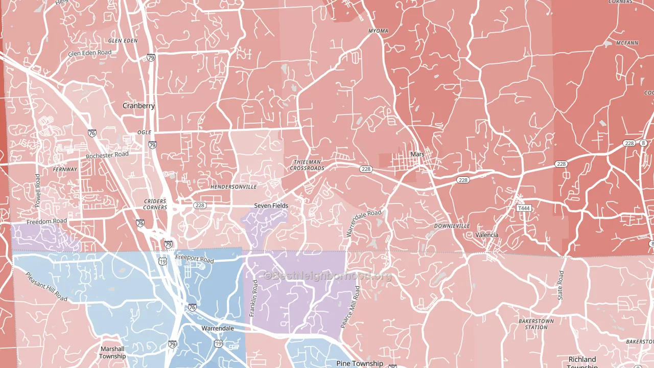16046, PA block-group political-lean map