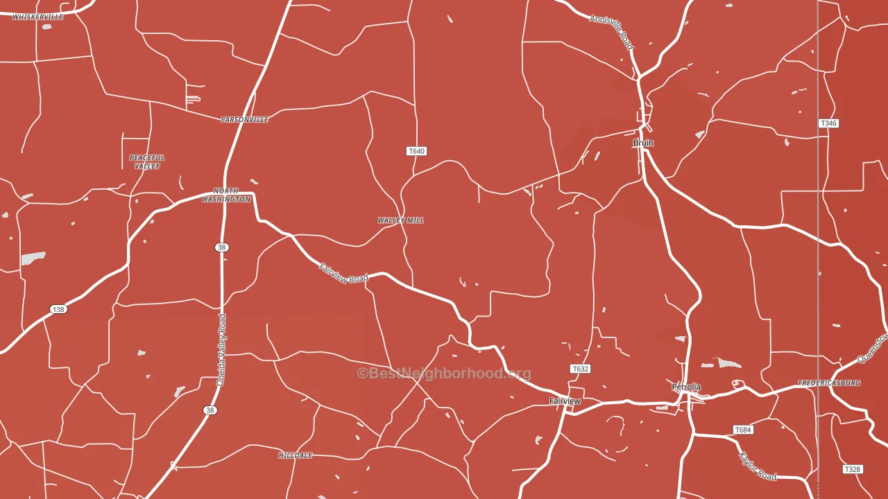 16050, PA block-group political-lean map
