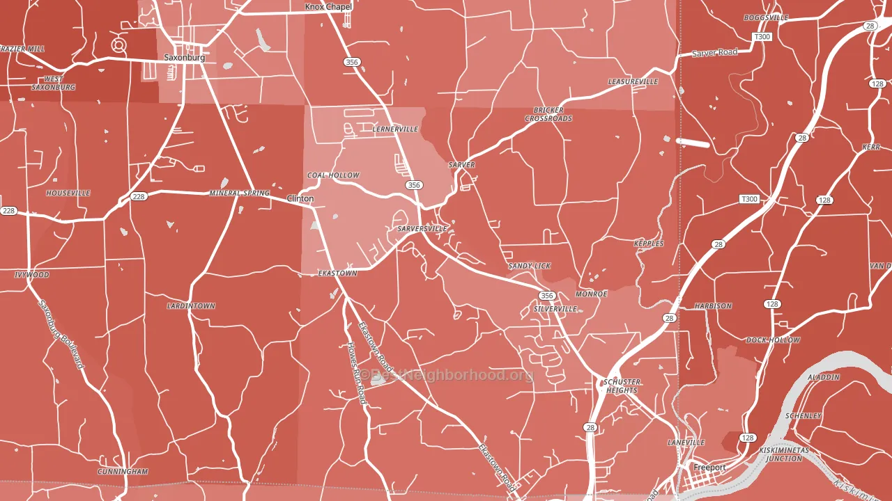 16055, PA block-group political-lean map