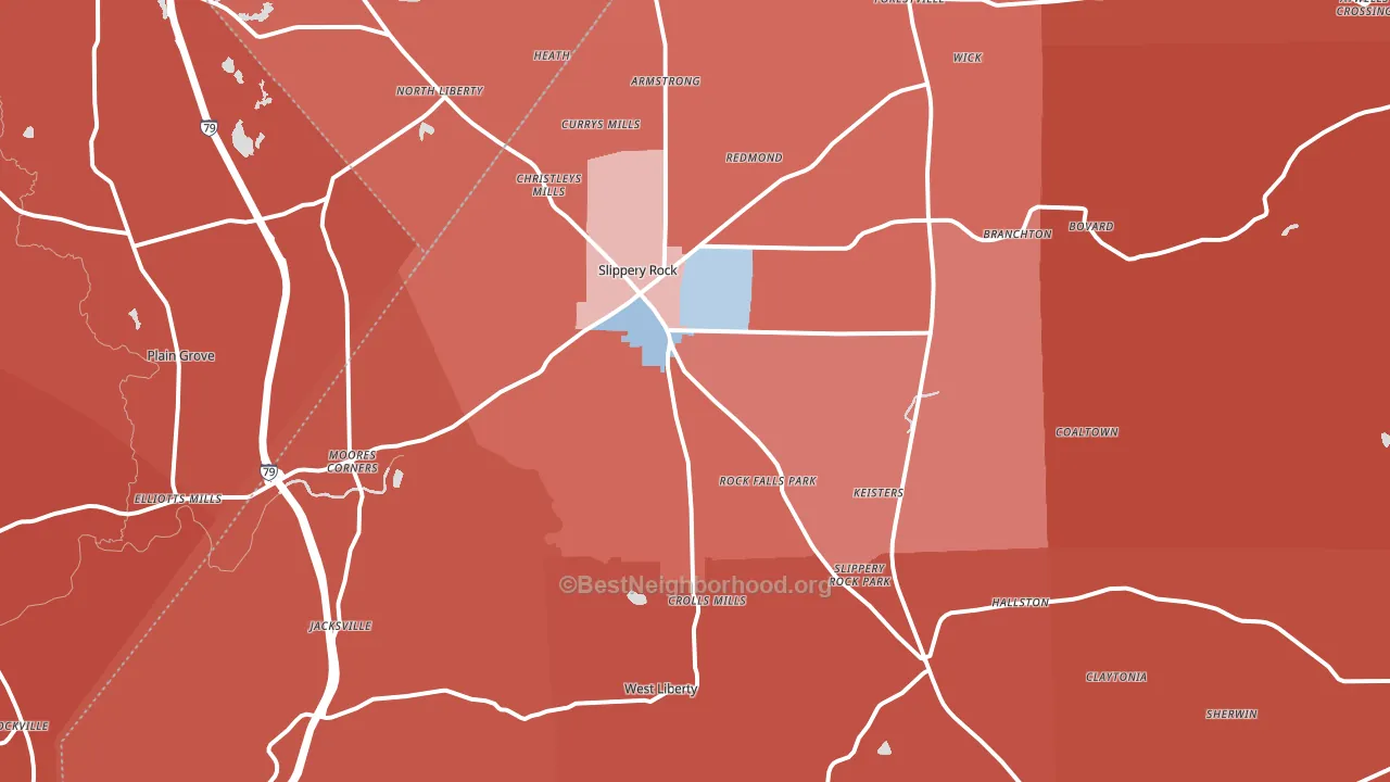 16057, PA block-group political-lean map