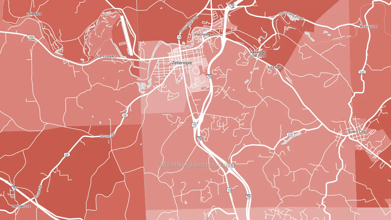 16063, PA block-group political-lean map