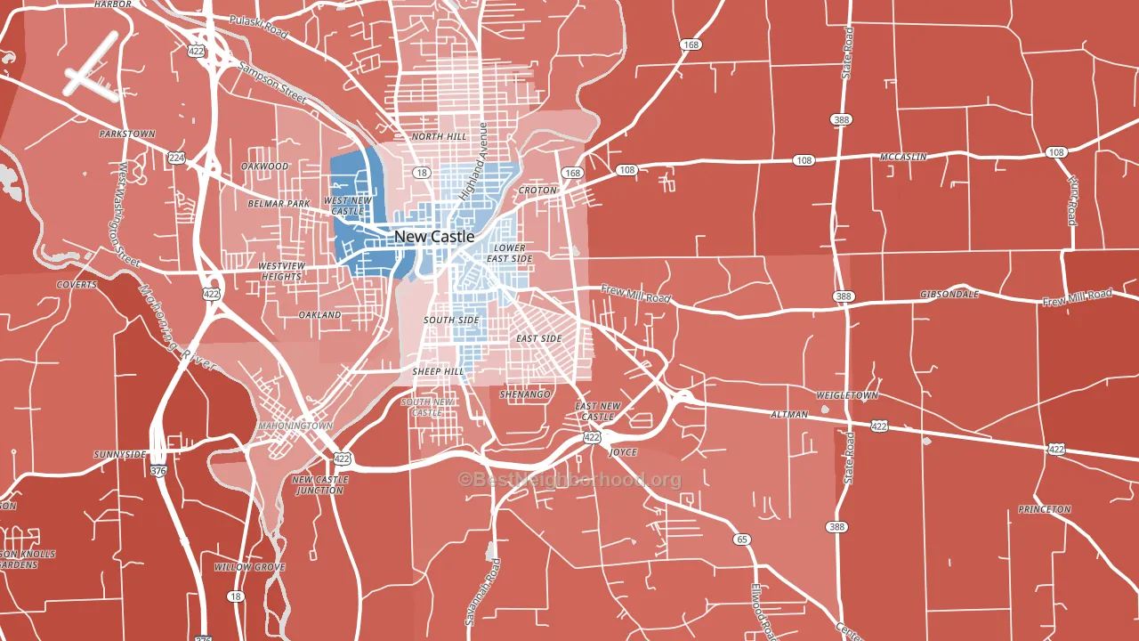 16101, PA block-group political-lean map