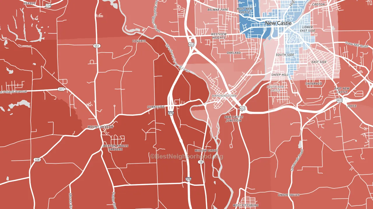 16102, PA block-group political-lean map