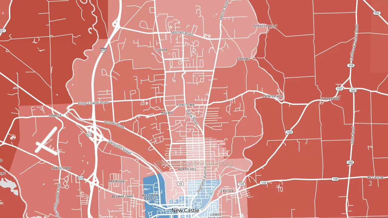 16105, PA block-group political-lean map
