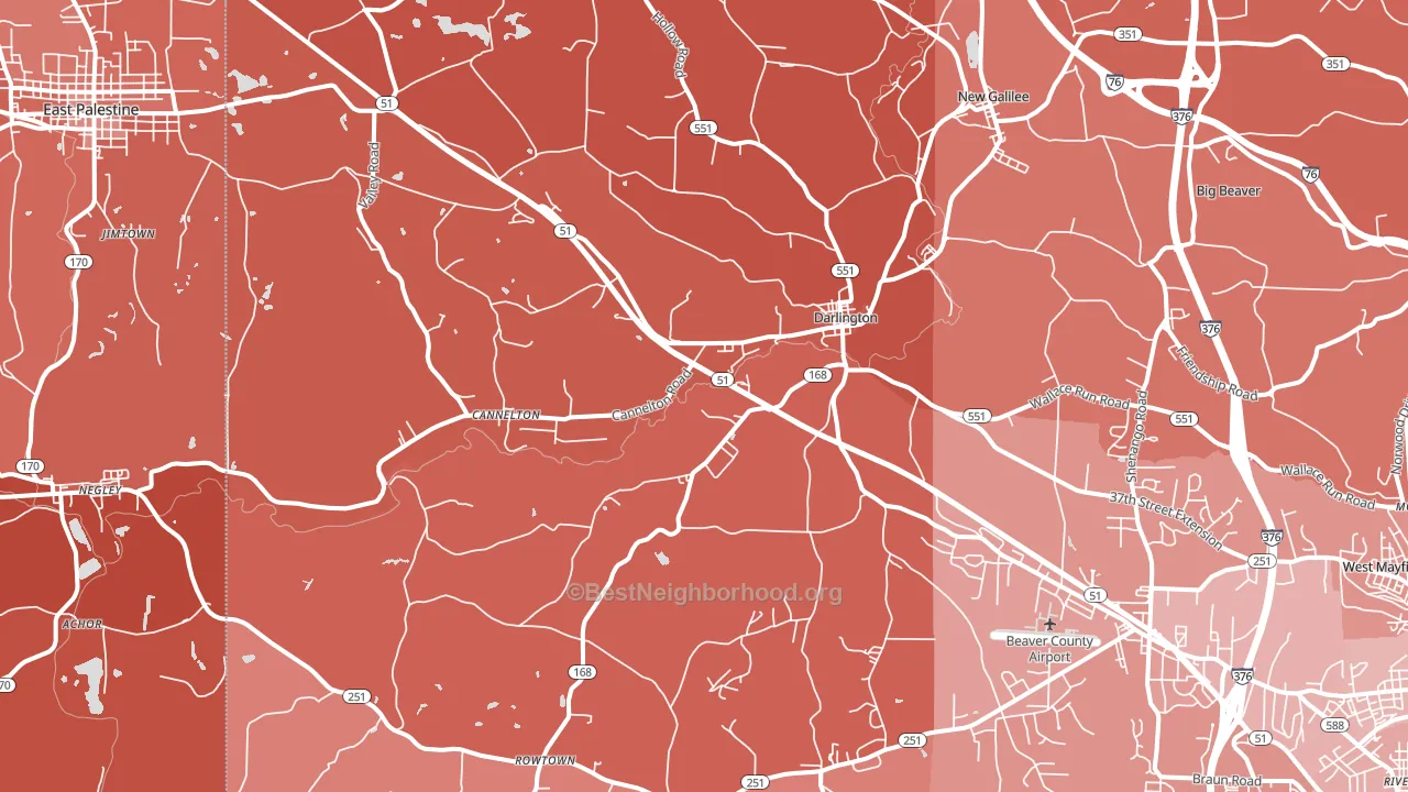 16115, PA block-group political-lean map