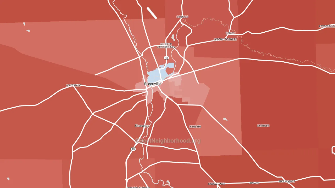 16125, PA block-group political-lean map