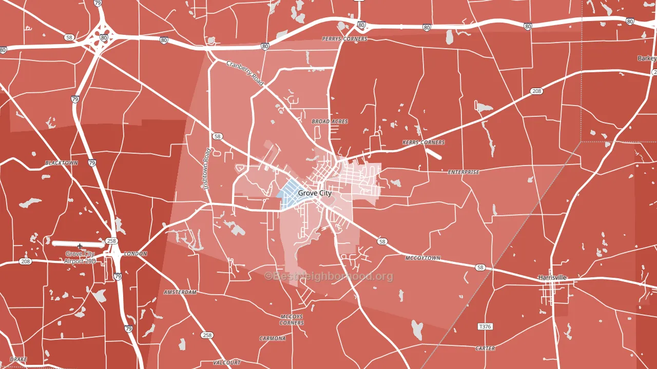 16127, PA block-group political-lean map