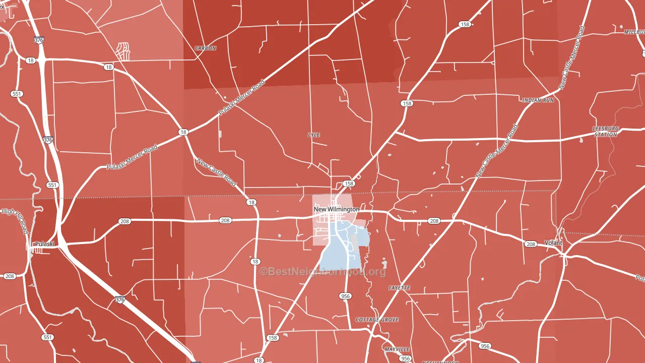 16142, PA block-group political-lean map