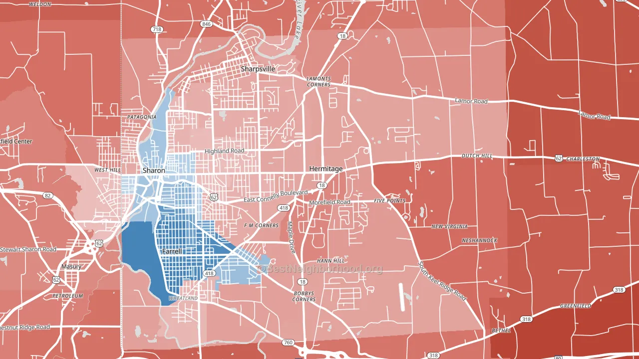 16148, PA block-group political-lean map