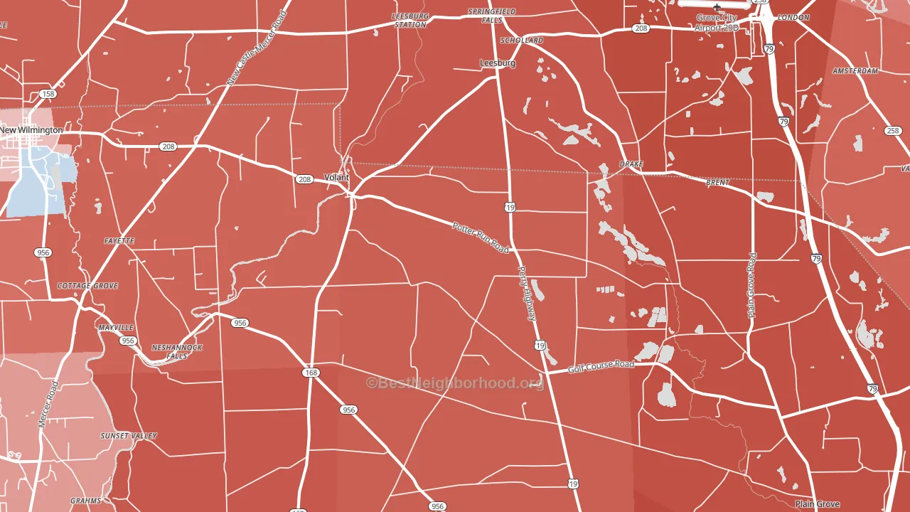 16156, PA block-group political-lean map