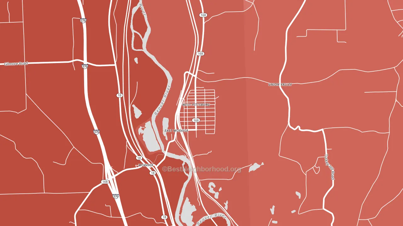 16160, PA block-group political-lean map