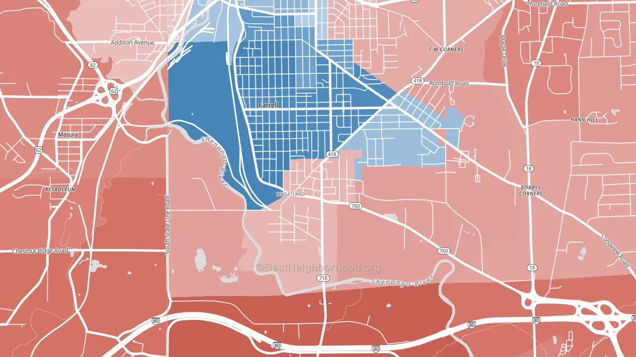 16161, PA block-group political-lean map