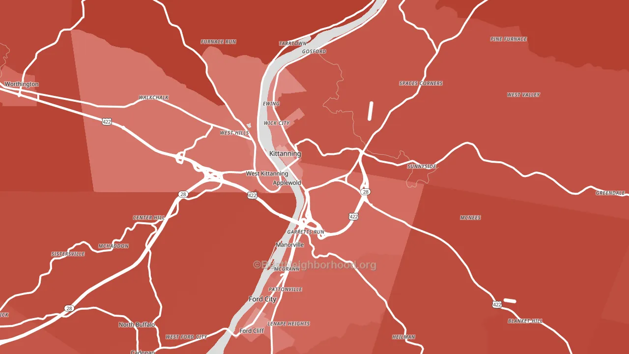 16201, PA block-group political-lean map