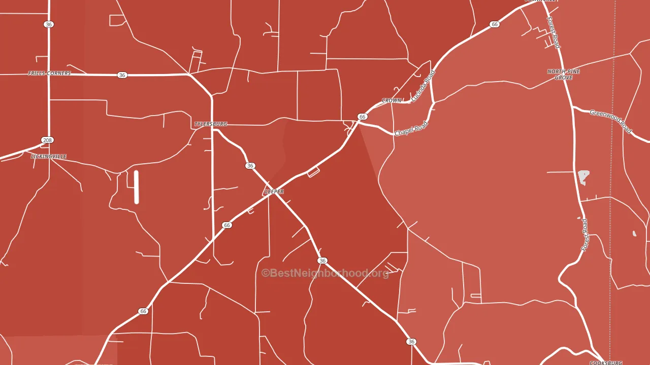 16233, PA block-group political-lean map