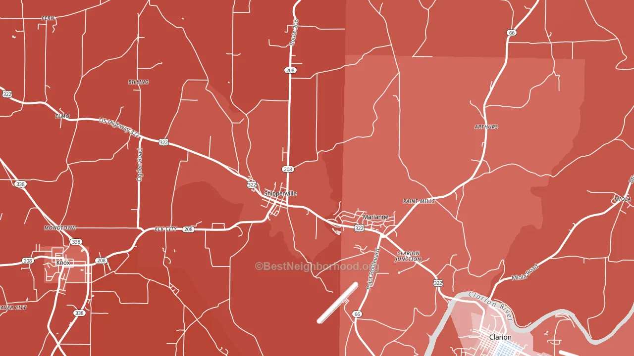 16254, PA block-group political-lean map