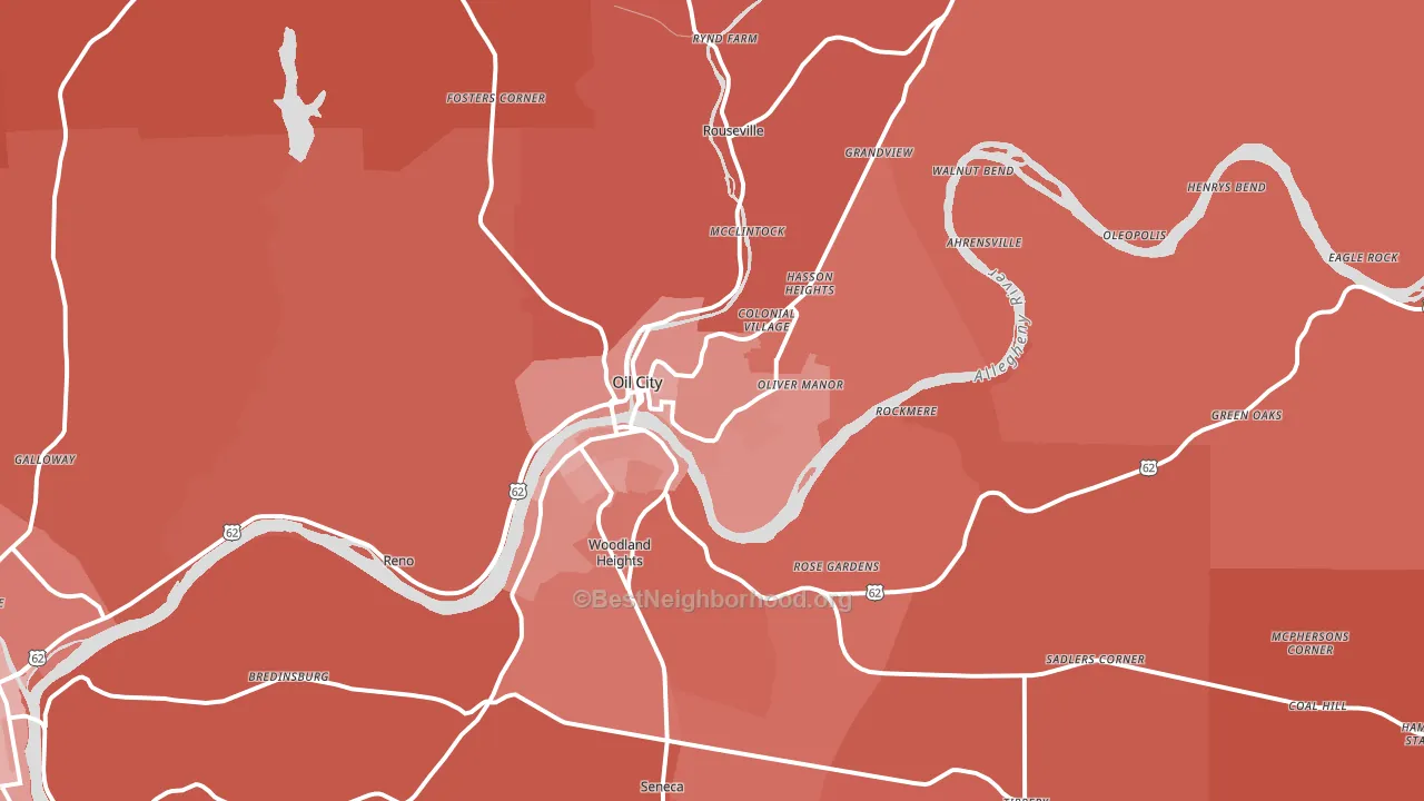 16301, PA block-group political-lean map
