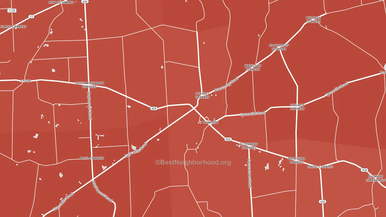16360, PA block-group political-lean map