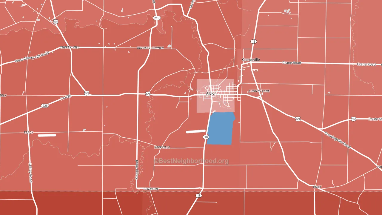 16401, PA block-group political-lean map