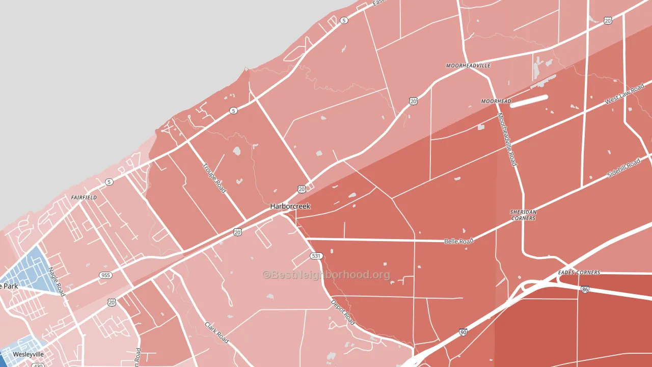 16421, PA block-group political-lean map