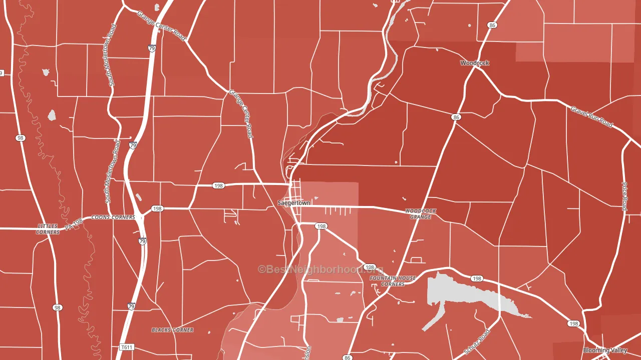 16433, PA block-group political-lean map