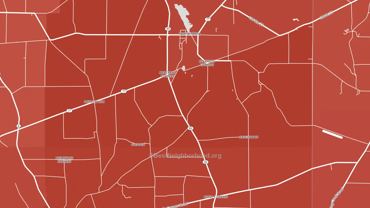 16434, PA block-group political-lean map