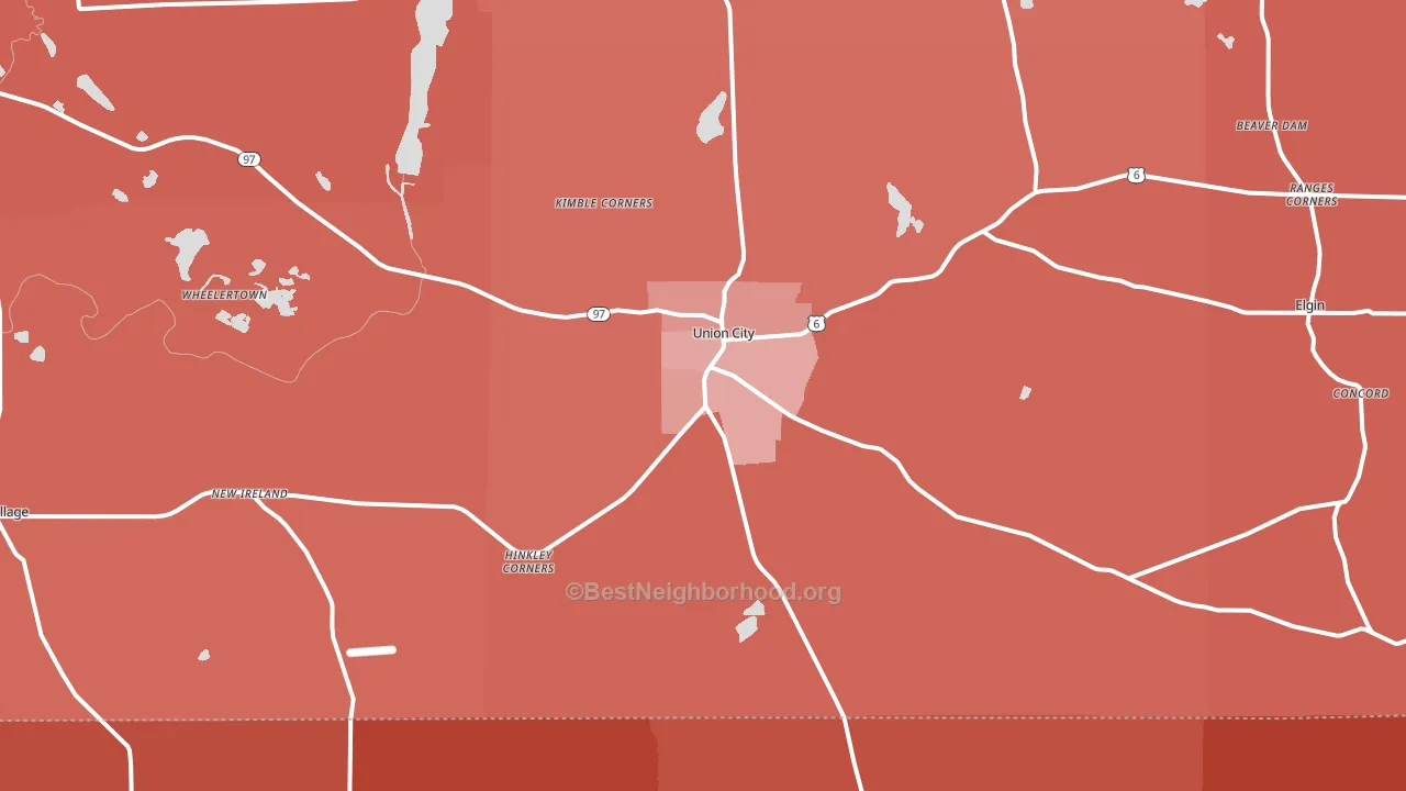 16438, PA block-group political-lean map