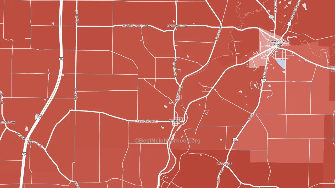 16440, PA block-group political-lean map