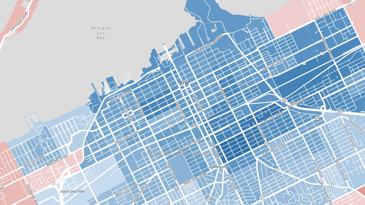 16501, PA block-group political-lean map