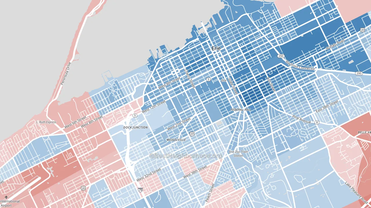 16502, PA block-group political-lean map