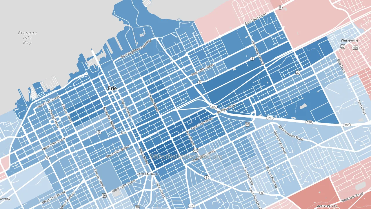 16503, PA block-group political-lean map