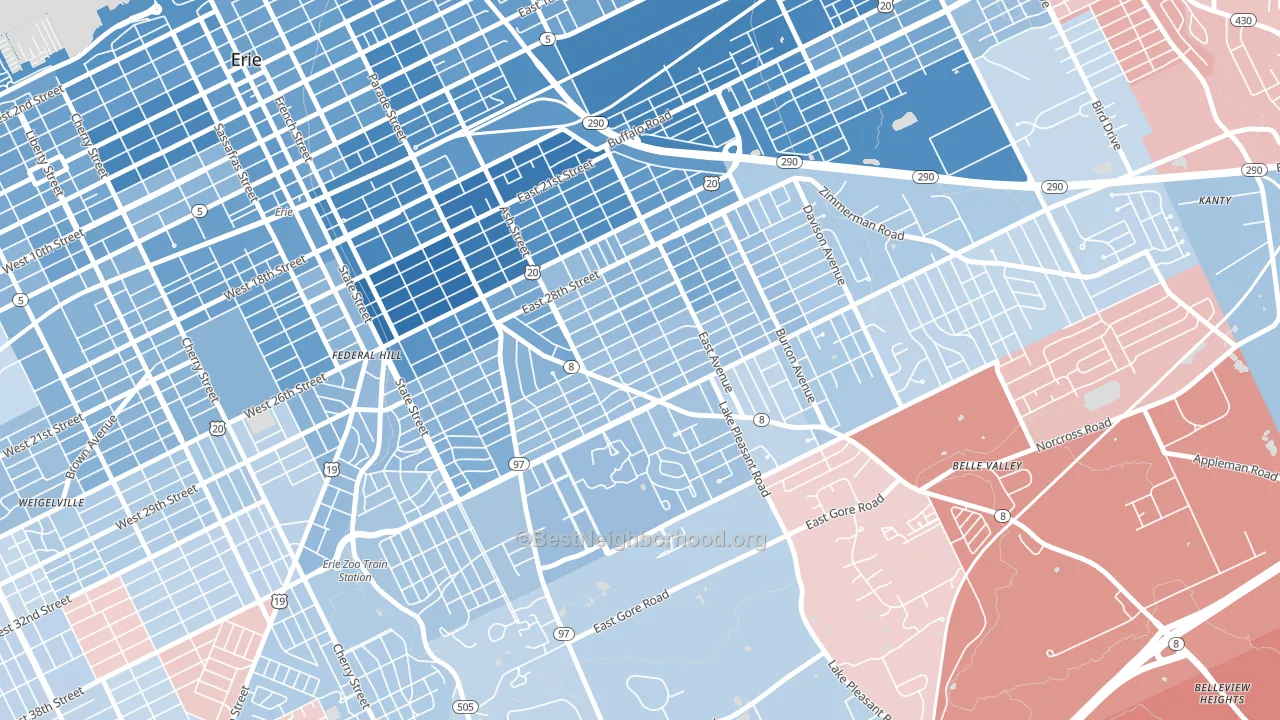 16504, PA block-group political-lean map